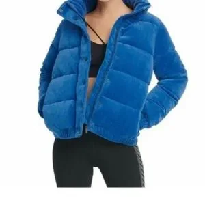 Dkny puffer sales jacket women's blue